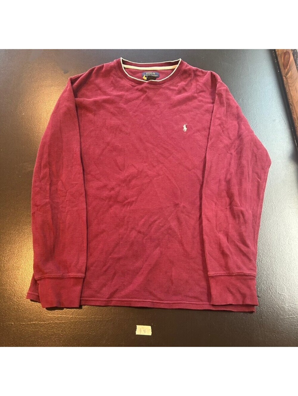 Vintage y2k designer Polo Ralph Lauren burgundy waffle knit long sleeve shirt